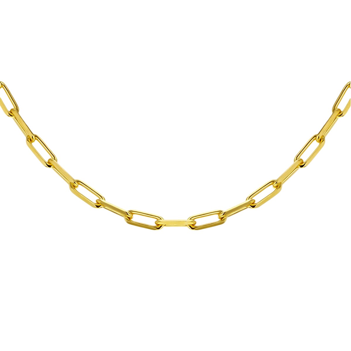 Yellow Gold Plated Sterling Silver Paperclip Chain (Size 22) with Lobster Clasp, Silver Wt. 7.00 Gms.