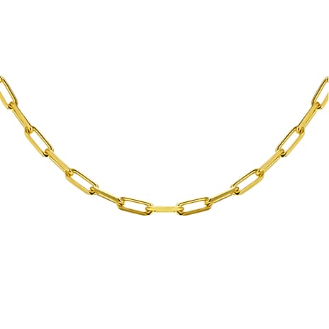 Yellow Gold Plated Sterling Silver Paperclip Chain (Size 22) with Lobster Clasp, Silver Wt. 7.00 Gms.