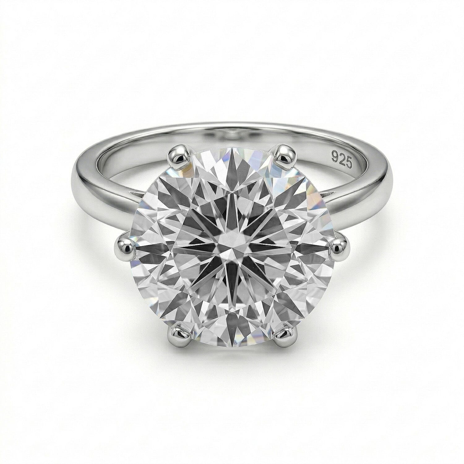 Royal Bali Collection - D'Joy Moissanite Solitaire Ring in Platinum Overlay Sterling Silver 2.92 Ct.