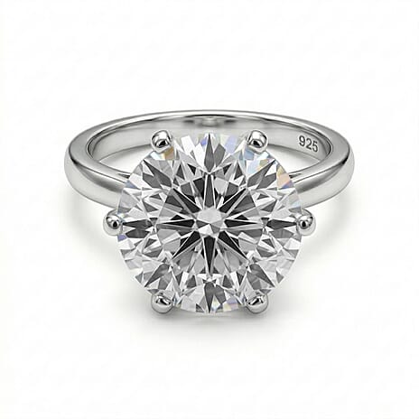 Royal Bali Collection - D'Joy Moissanite Solitaire Ring in Platinum Overlay Sterling Silver 2.92 Ct.
