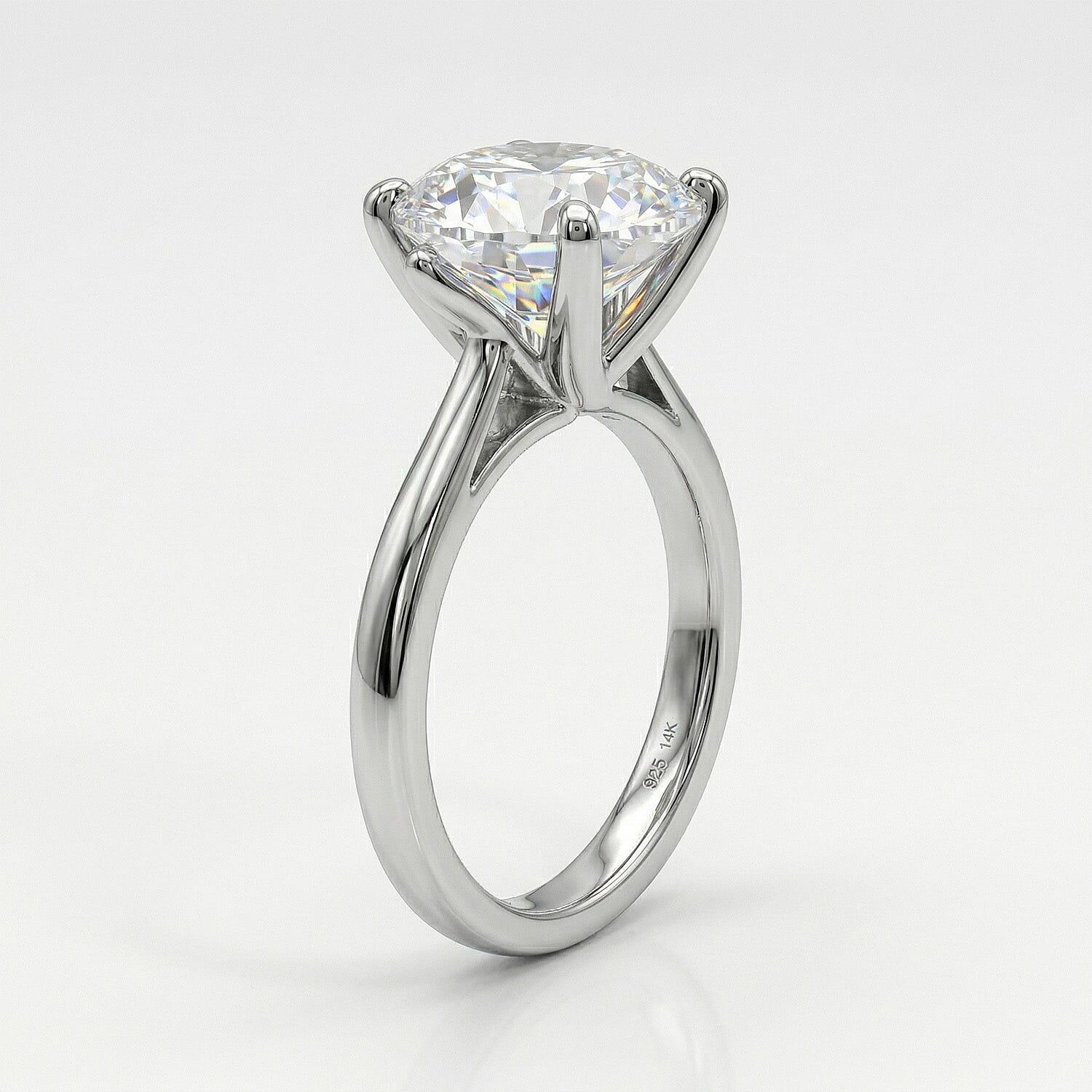 Royal Bali Collection - D'Joy Moissanite Solitaire Ring in Platinum Overlay Sterling Silver 2.92 Ct.