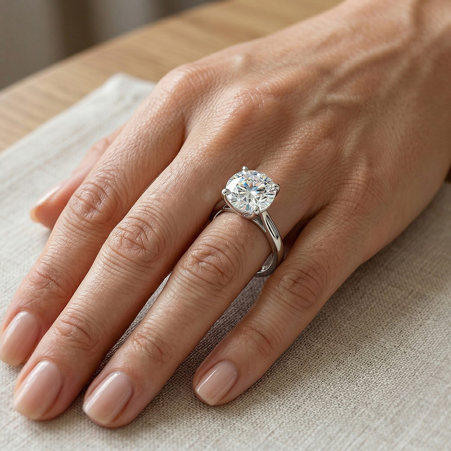 Royal Bali Collection - D'Joy Moissanite Solitaire Ring in Platinum Overlay Sterling Silver 2.92 Ct.