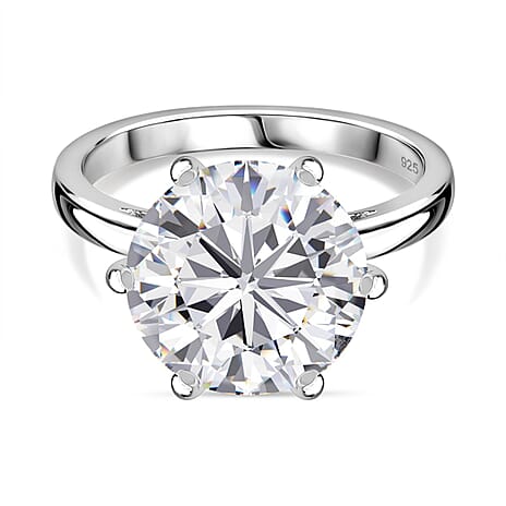 D'Joy Moissanite Solitaire Ring in Platinum Overlay Sterling Silver 2.92 Ct