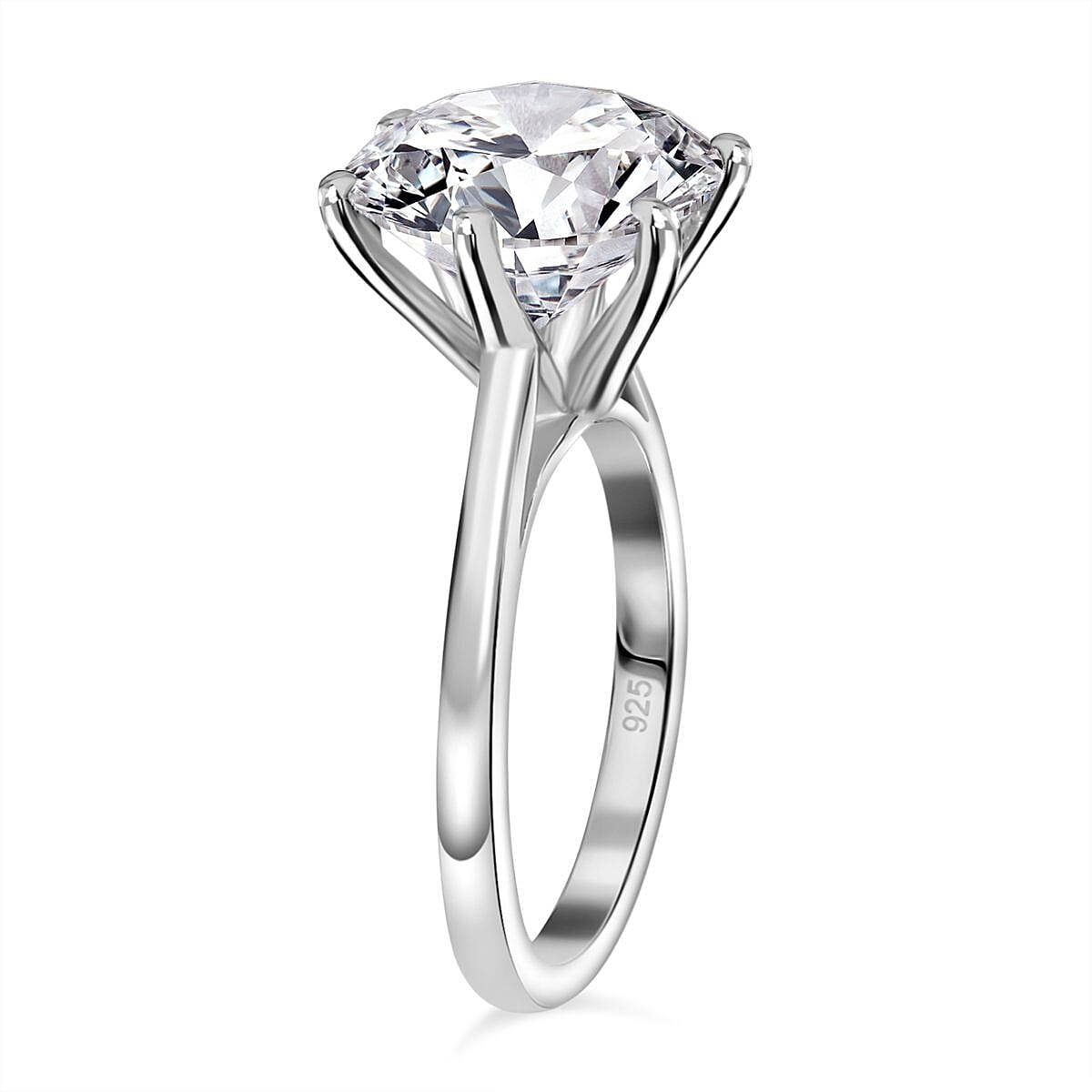 Moissanite Solitaire Ring in Platinum Overlay Sterling Silver 3.00 ct 2.918 Ct. Moissanite Solitaire Ring in Platinum Overlay Sterling Silver 3.00 ct 2.918 Ct.