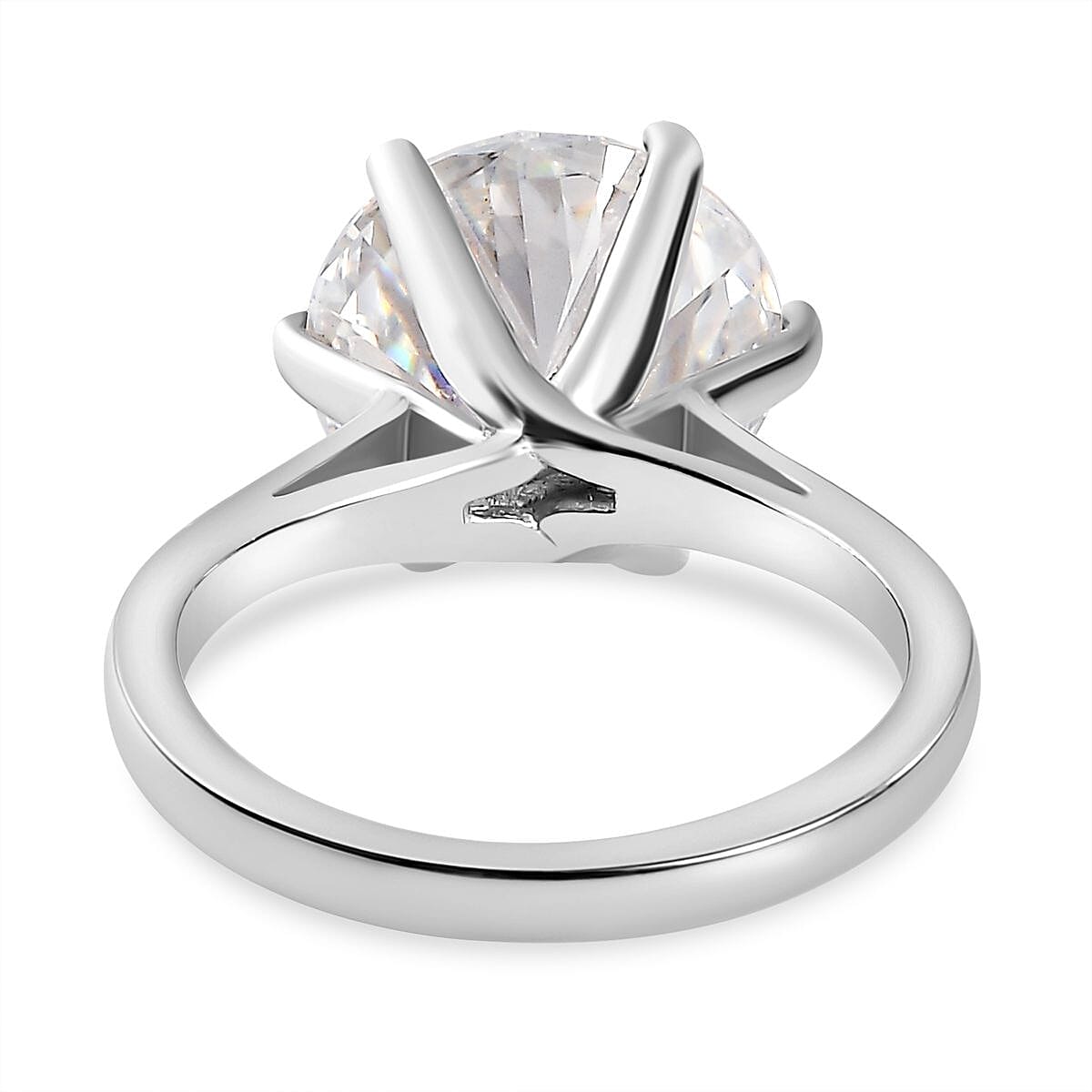 Moissanite Solitaire Ring in Platinum Overlay Sterling Silver 3.00 ct 2.918 Ct. Moissanite Solitaire Ring in Platinum Overlay Sterling Silver 3.00 ct 2.918 Ct.