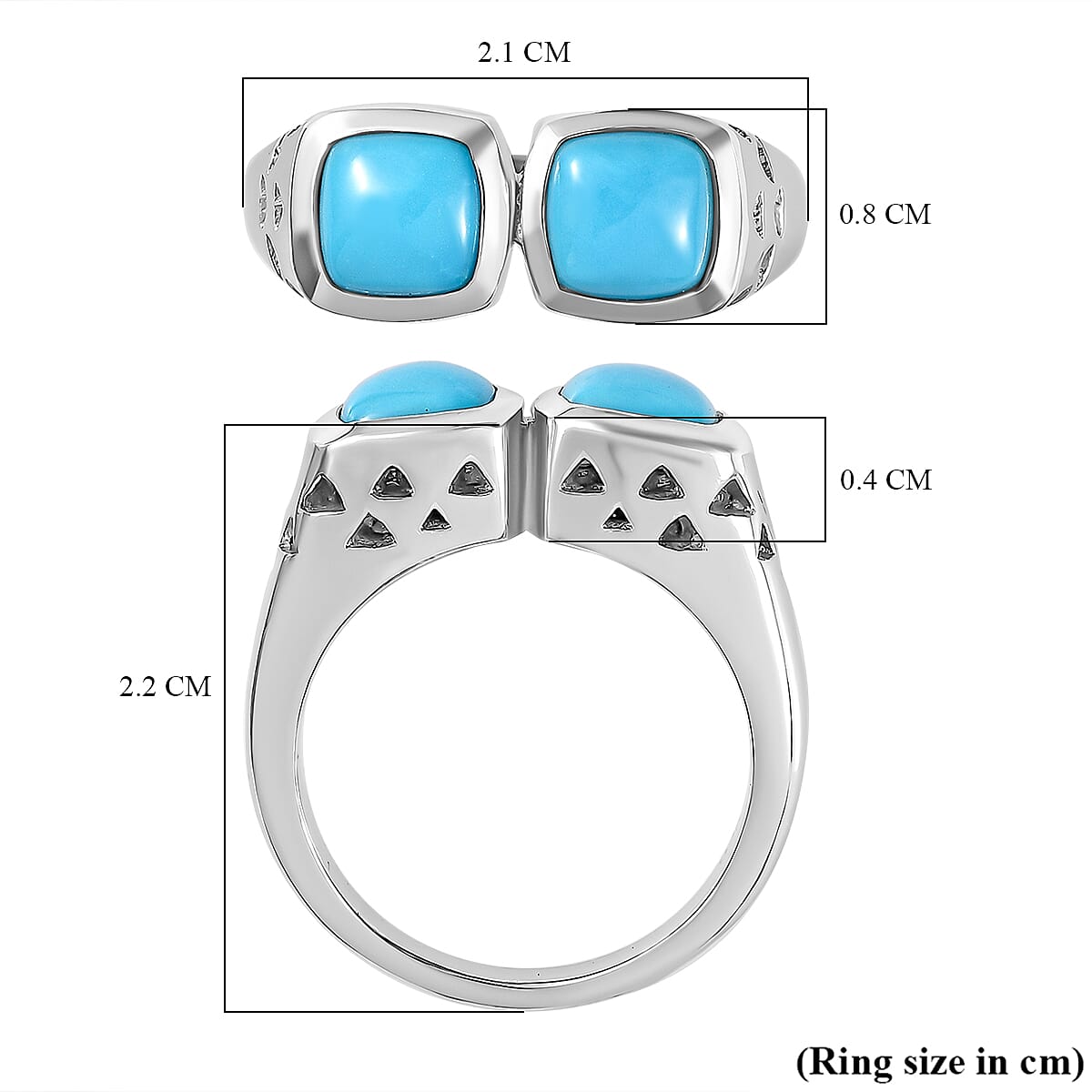 Arizona Sleeping Beauty Turquoise Ring in Platinum Overlay Sterling Silver 1.70 Ct, Silver Wt. 6.36 Gms Arizona Sleeping Beauty Turquoise Ring in Platinum Overlay Sterling Silver 1.70 Ct, Silver Wt. 6.36 Gms