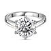 Moissanite Solitaire Ring in Platinum & Rhodium Overlay Sterling Silver
