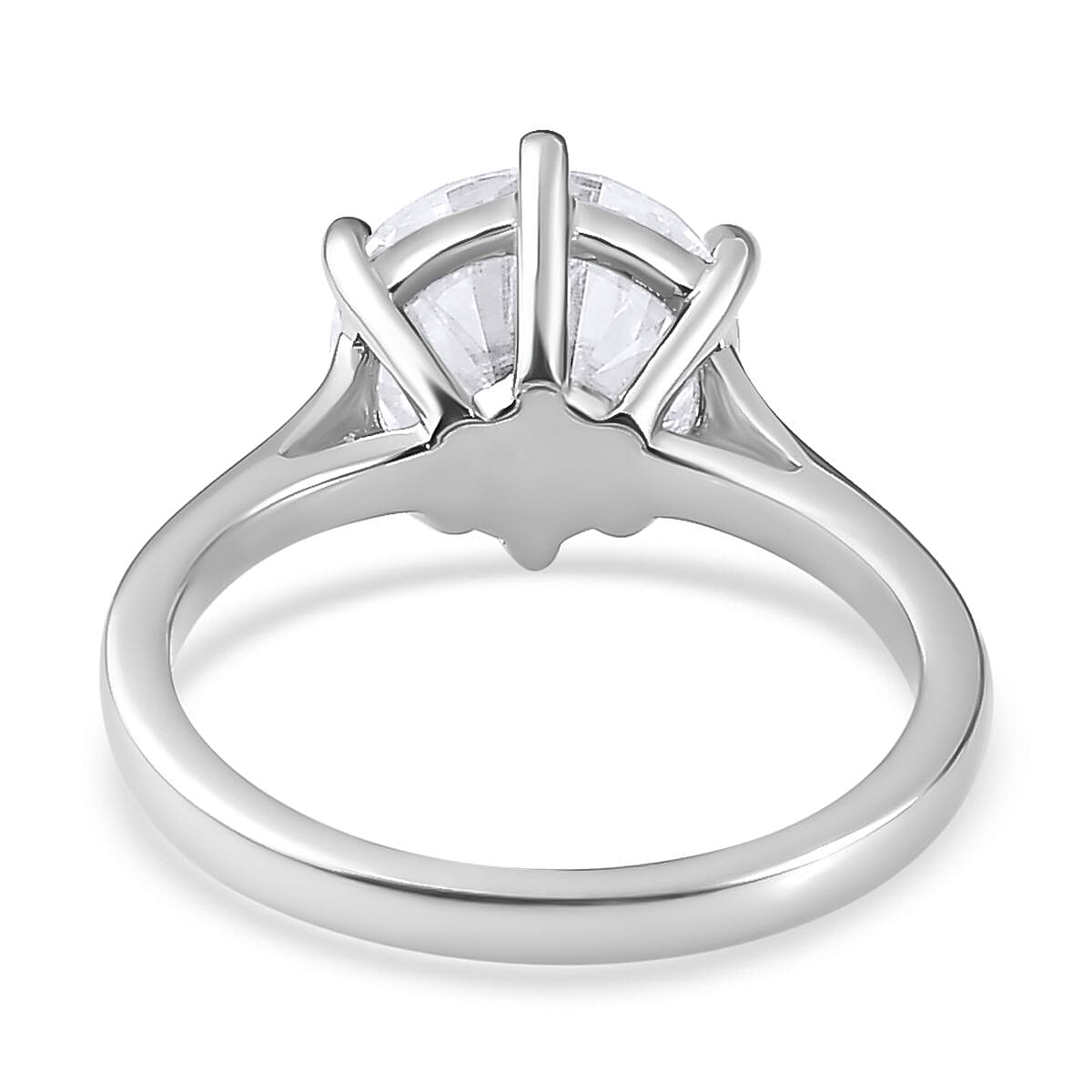 Moissanite Solitaire Ring in Platinum & Rhodium Overlay Sterling Silver