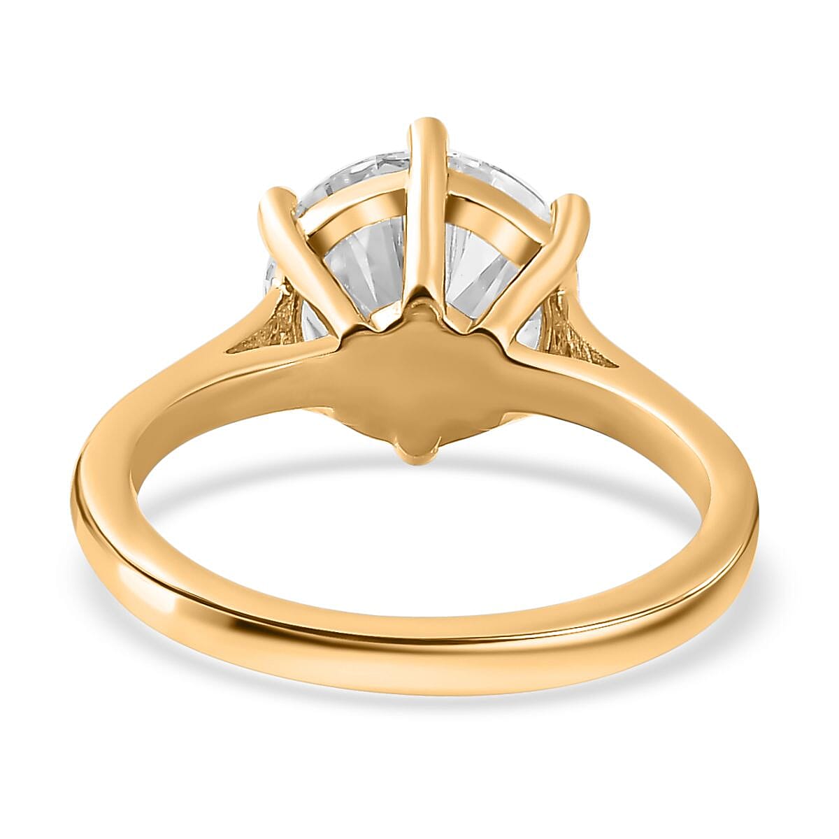 Moissanite Solitaire Ring in 18K Vermeil YG Plated Sterling Silver 5.18 Ct Moissanite Solitaire Ring in 18K Vermeil YG Plated Sterling Silver 5.18 Ct