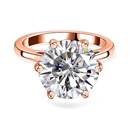 Moissanite Solitaire Ring in 18K Vermeil Rose Gold Plated Sterling Silver