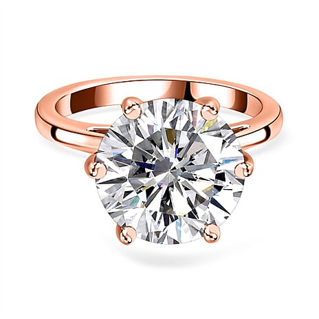 D'Joy Moissanite Solitaire Ring in 18K Vermeil Rose Gold Plated Sterling Silver 5.13 Ct.