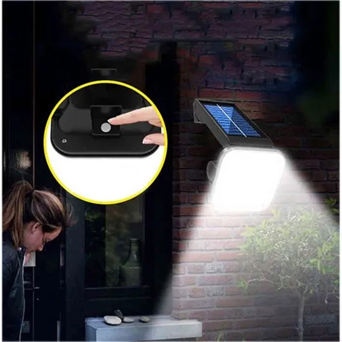 St Helens 48 LED Solar Powered Outdoor Security Light With PIR And Adjustable Bracket