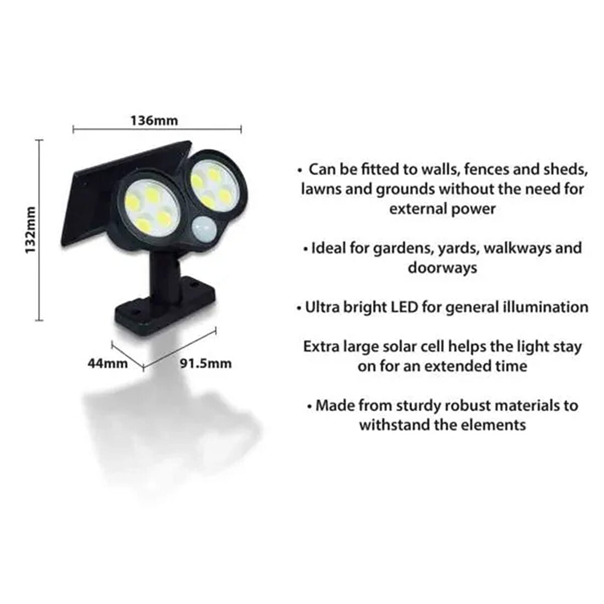 St Helens Twin LED Solar Security Lamp Wall and Floor Mount with Movement Sensor