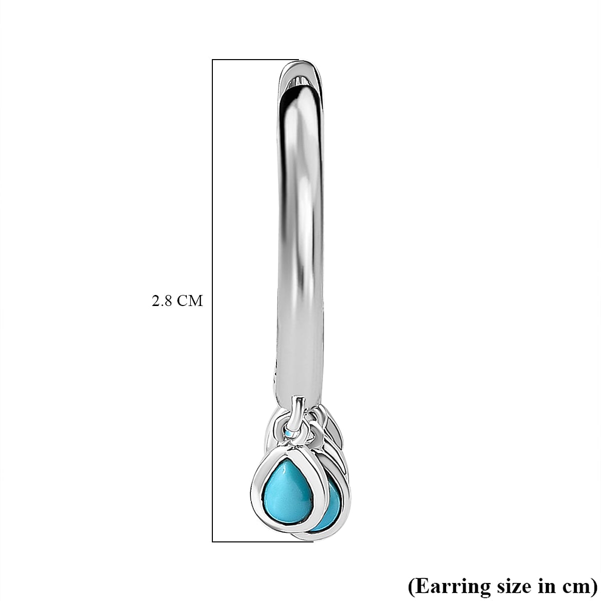 Arizona Sleeping Beauty Turquoise Hoop Earrings in Platinum Overlay Sterling Silver 1.15 Ct, Silver Wt. 5.45 Gms