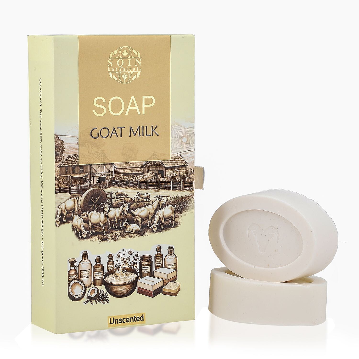 Set of 2 Sqin Botanicals Goat Milk Unscented Fragrance Soap - 200Gms