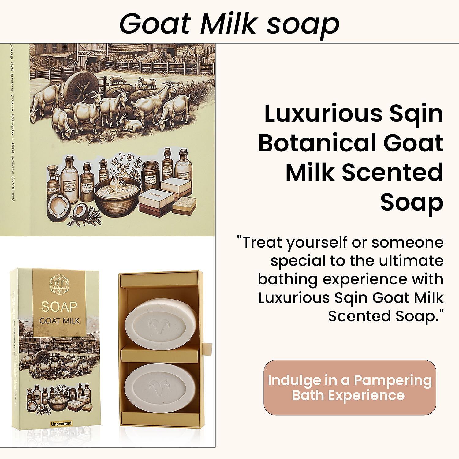 Set of 2 Sqin Botanicals Goat Milk Unscented Fragrance Soap - 200Gms