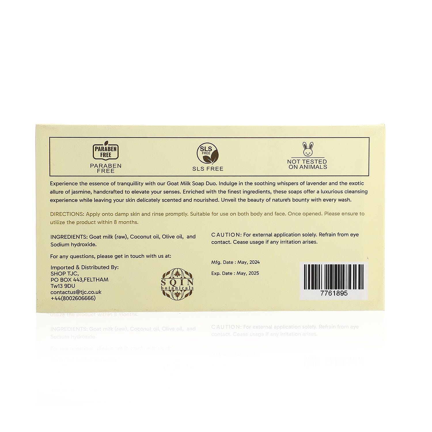Pack of 2 Sqin Botanicals Goat Milk Bar Soap