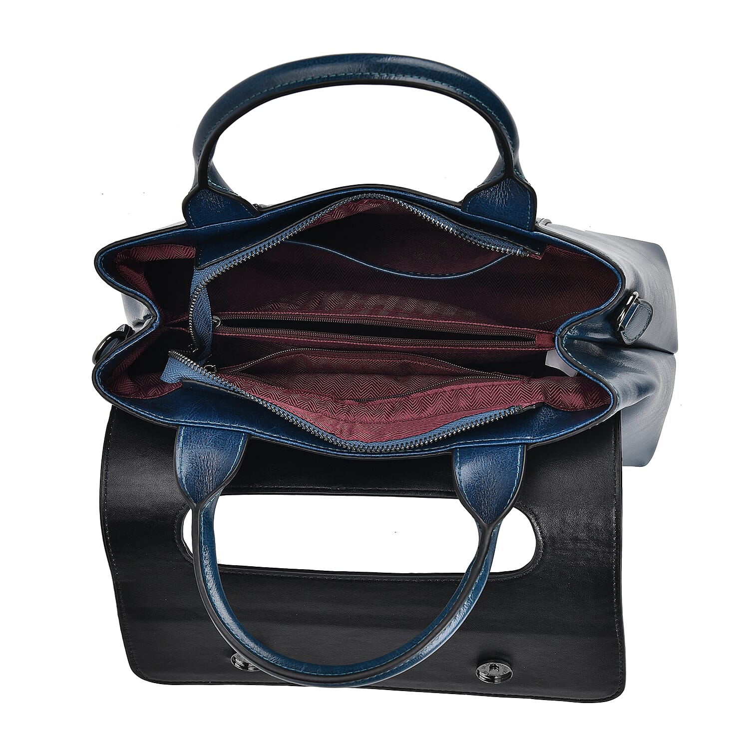 Designer Inspired - 100% Genuine Leather Crossbody Bag with 2 Long Shoulder Strap - Navy