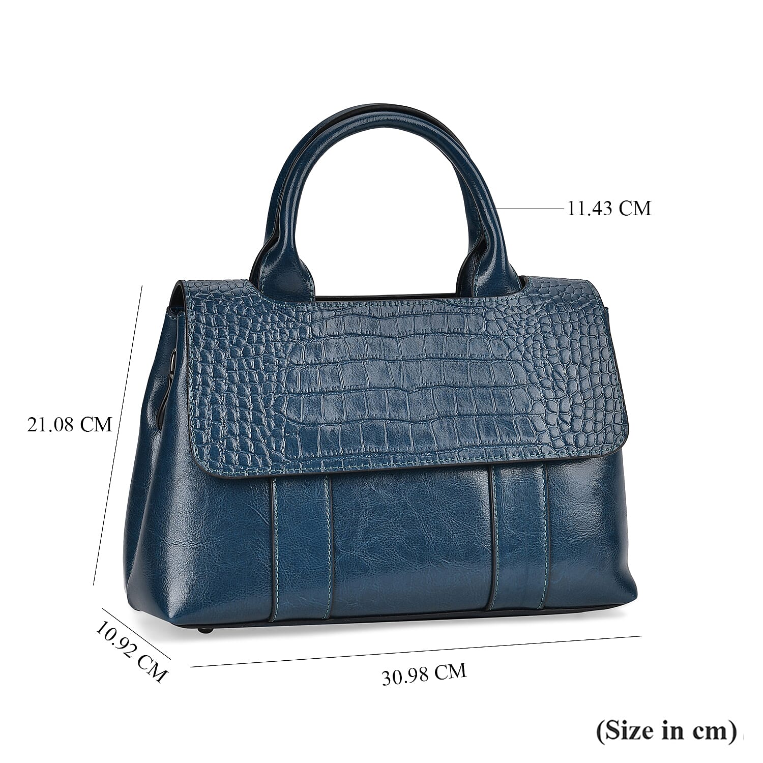 Designer Inspired - 100% Genuine Leather Crossbody Bag with 2 Long Shoulder Strap - Navy