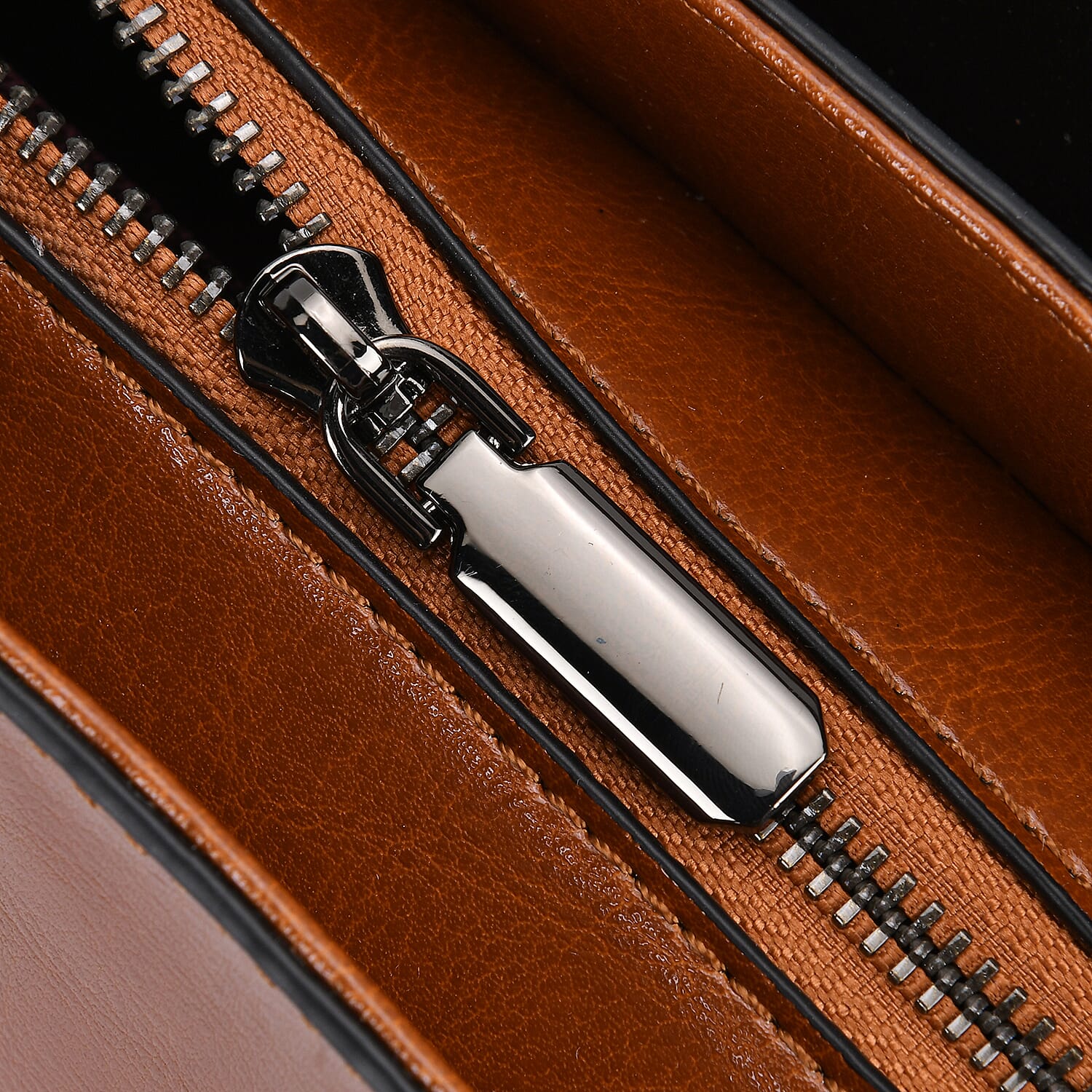 Designer Inspired - 100% Genuine Leather Crossbody Bag with 2 Long Shoulder Strap - Tan