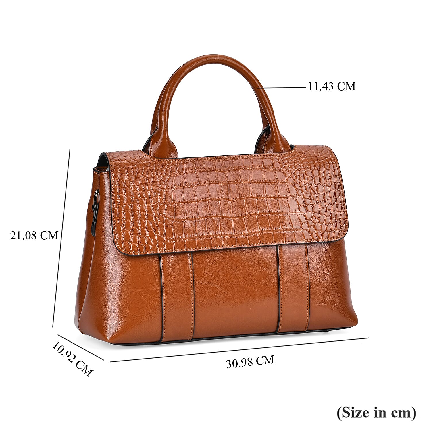 Designer Inspired - 100% Genuine Leather Crossbody Bag with 2 Long Shoulder Strap - Tan