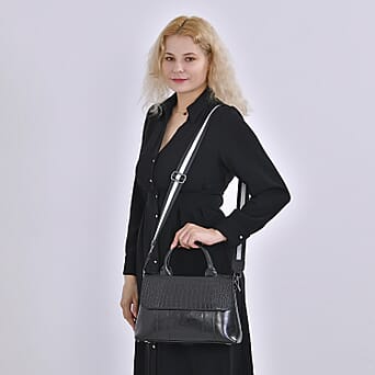 https://tjcuk.sirv.com/Products/77/6/7761898/Genuine-Leather-Patterned-Crossbody-Bag-Size-12x4x8-cm-Black-Navy_7761898_1.jpg?w=342&h=342