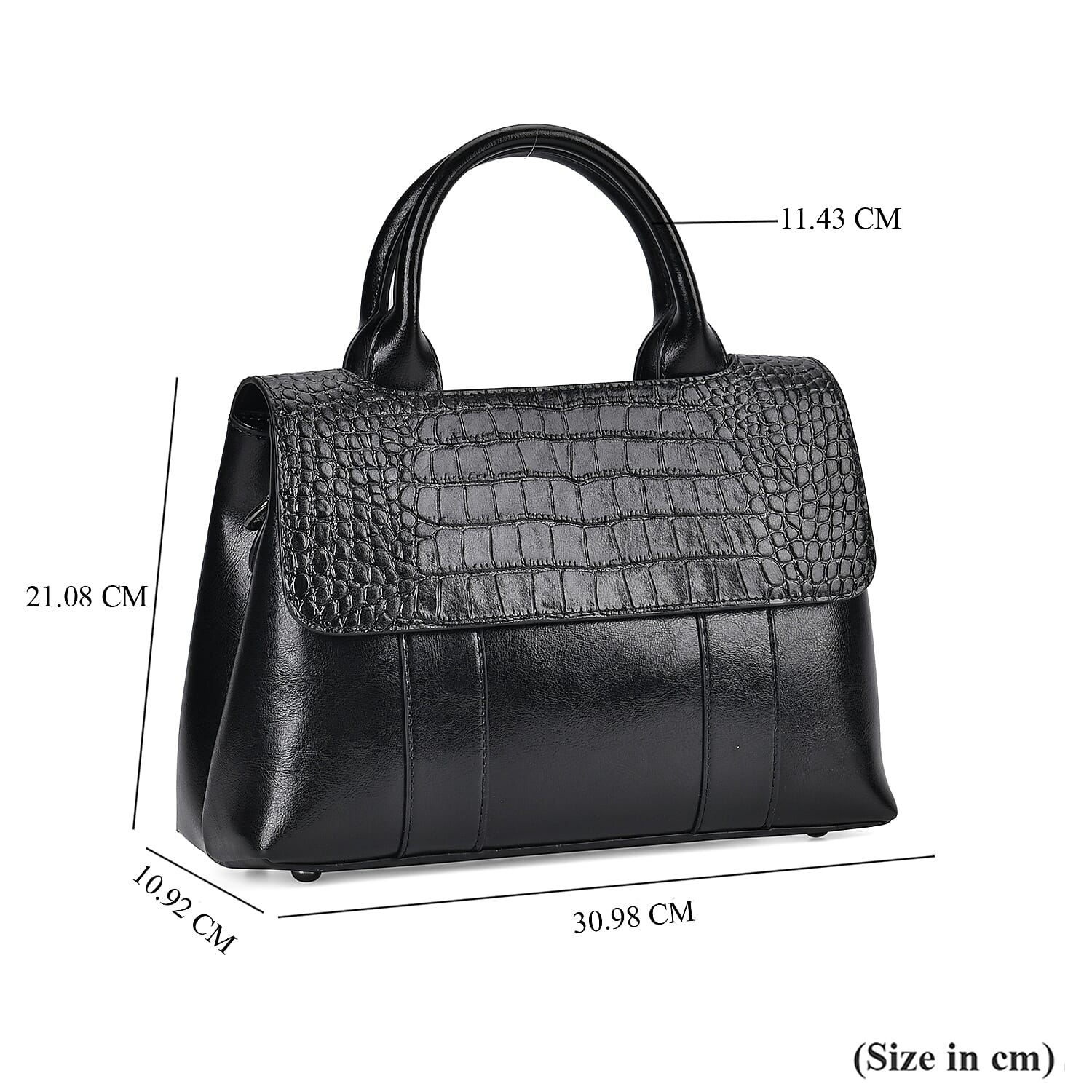 Designer Inspired - 100% Genuine Leather Crossbody Bag with 2 Long Shoulder Strap - Black