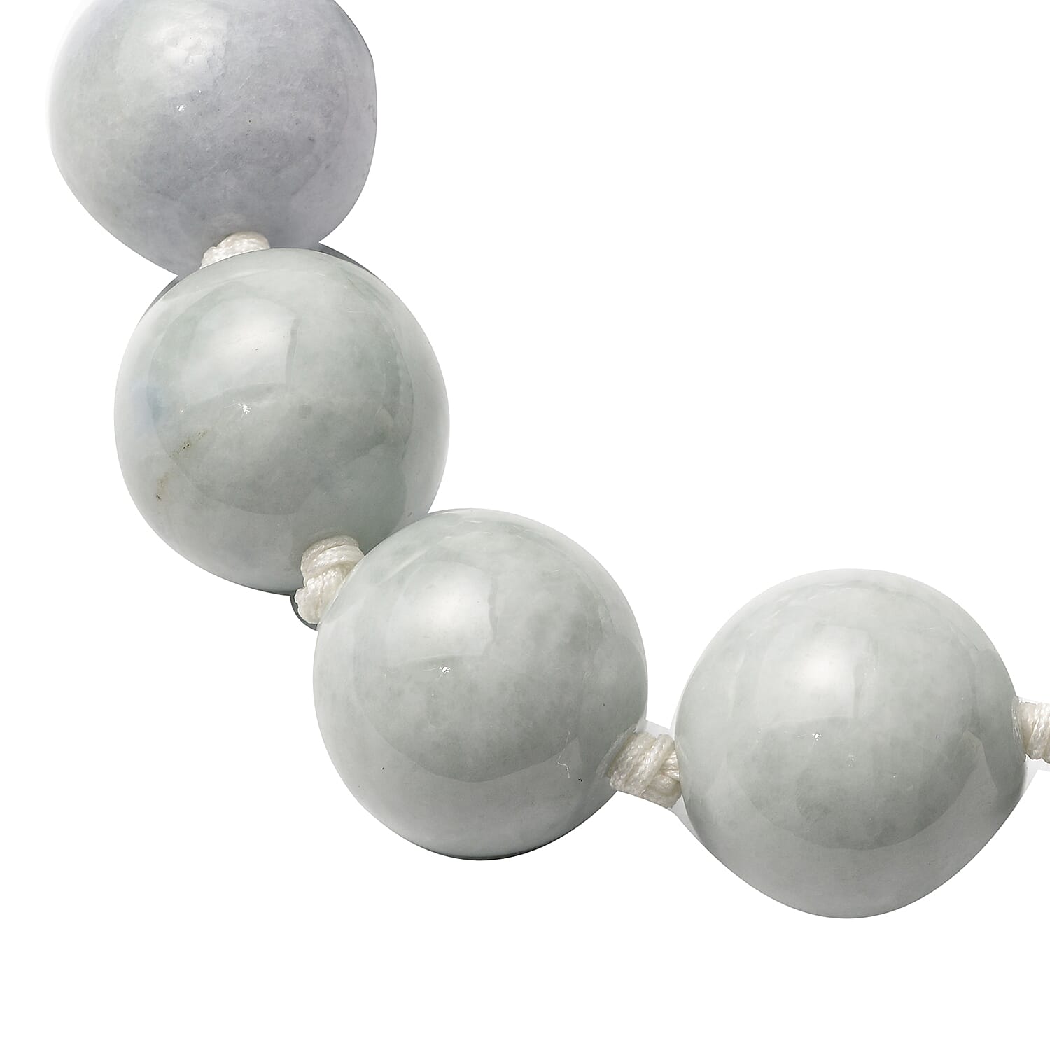 1000 CT Type A - Natural Burmese Jadeite 15-17mm Necklace Size 18 - 22 with Adjustable Magnetic Lock in Rhodium Overlay Sterling Silver