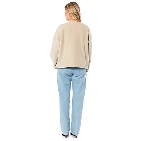 Charlotte West Ladies Fleece Collarless Jacket (Size 12) - White