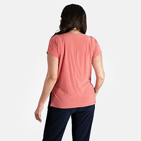 STYLED BY Notch Neck Top (Size L) - Coral