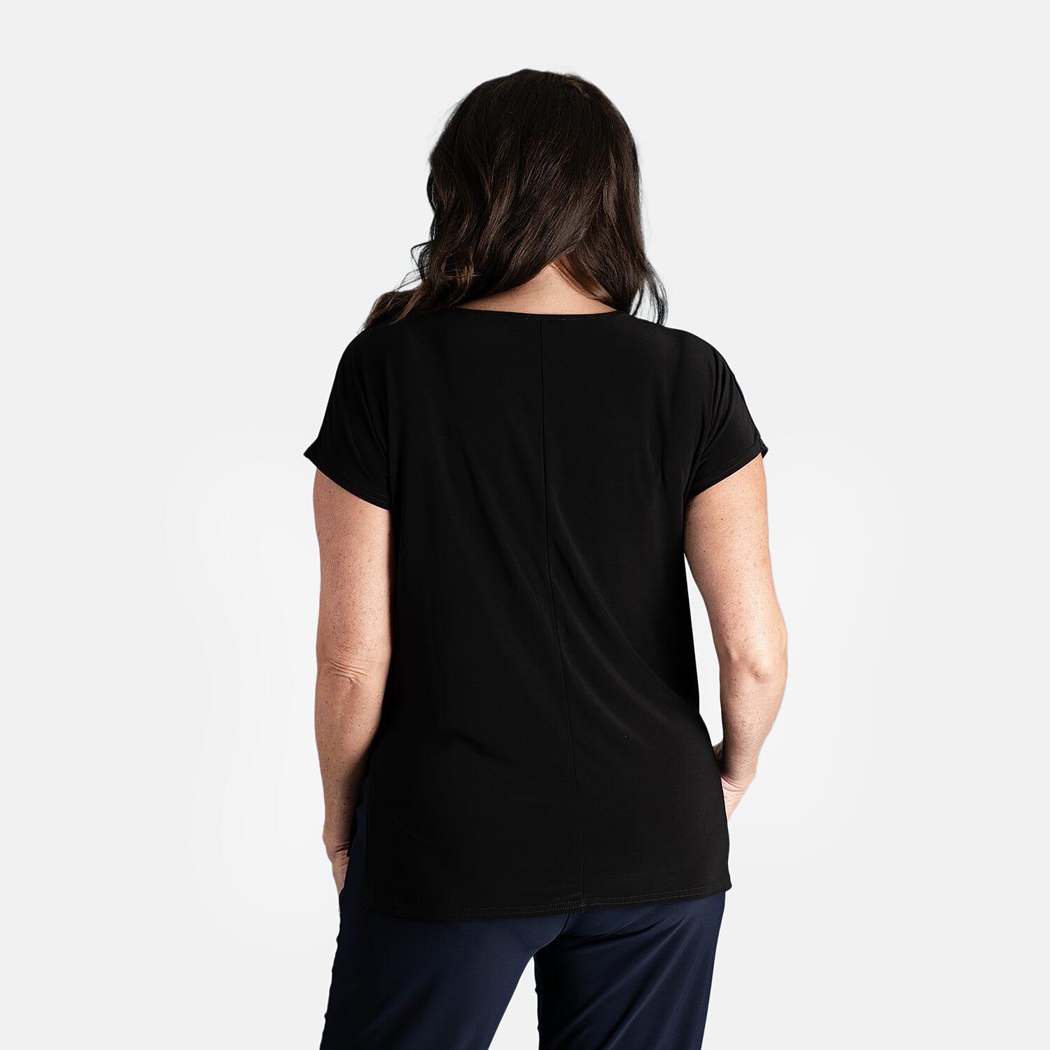 STYLED BY Notch Neck Top (Size M) - Black