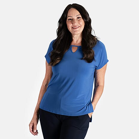 STYLED BY Notch Neck Top (Size M) - Cobalt