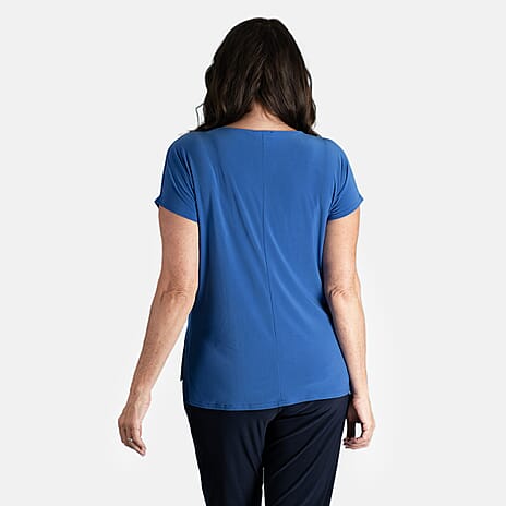 STYLED BY Notch Neck Top (Size M) - Cobalt