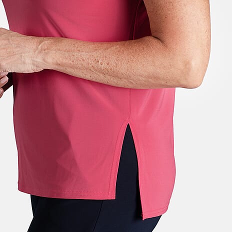 STYLED BY Notch Neck Top (Size S) - Cerise