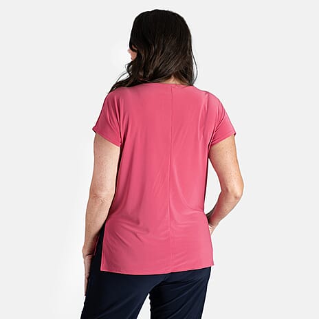 STYLED BY Notch Neck Top (Size S) - Cerise