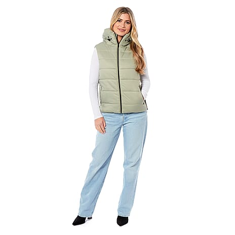 Charlotte West Ladies Padded Gilet with Hood (Size 10) - Light Green