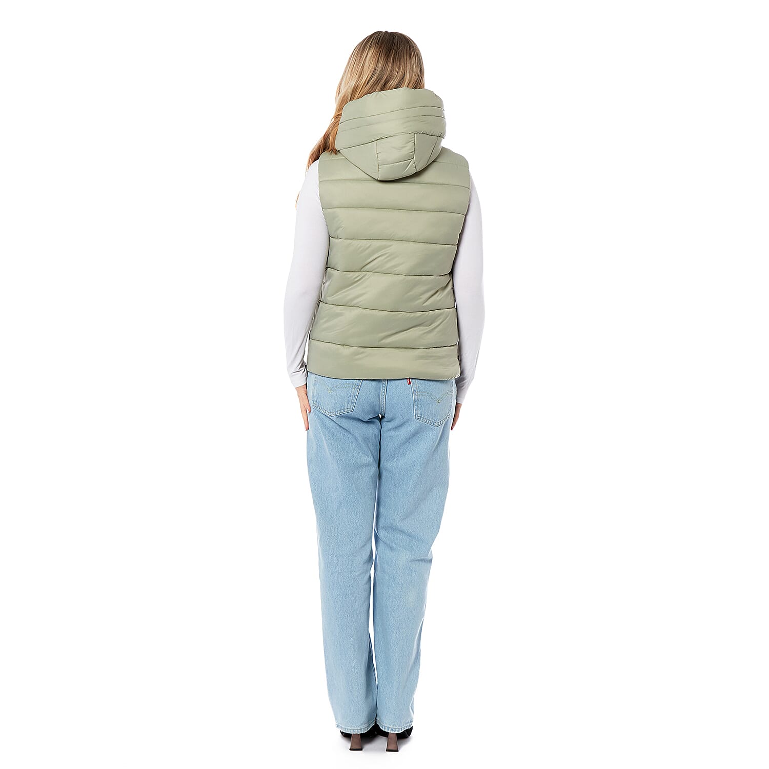 Charlotte West Ladies Padded Gilet with Hood (Size 10) - Light Green