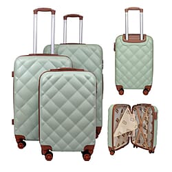 Set of 3 - Durable Hard Shell 4 Wheel Suitcases with Soft Grip Handles - 38L, 64L, 97L - Mint