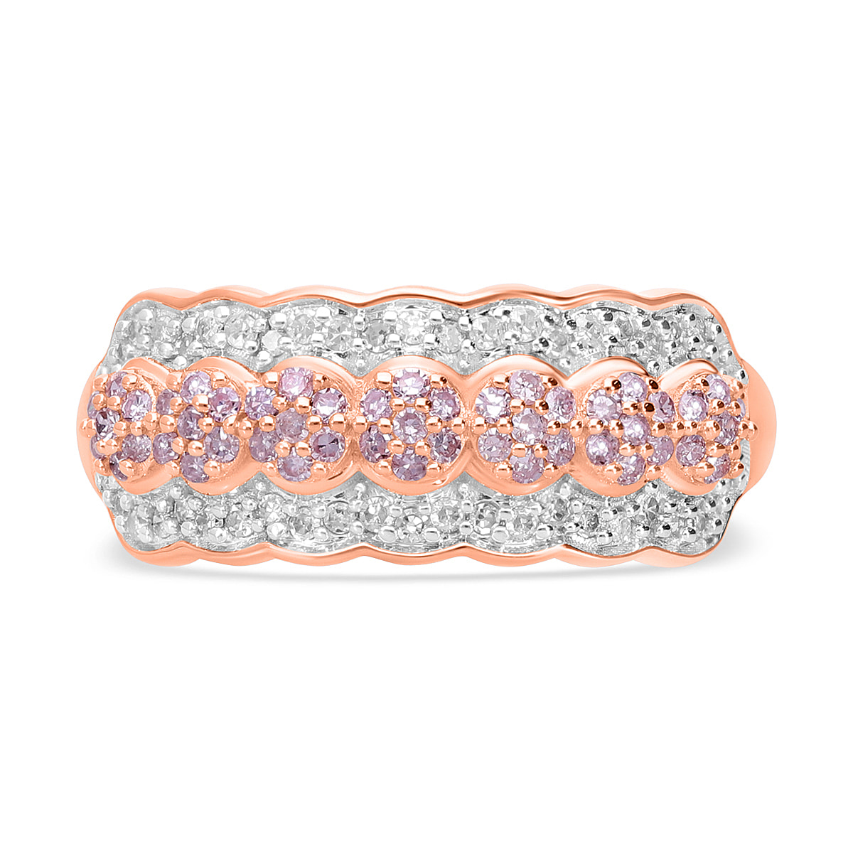 9K Rose Gold Pink and White Diamond SGL Certified Ring 0.52 Ct.