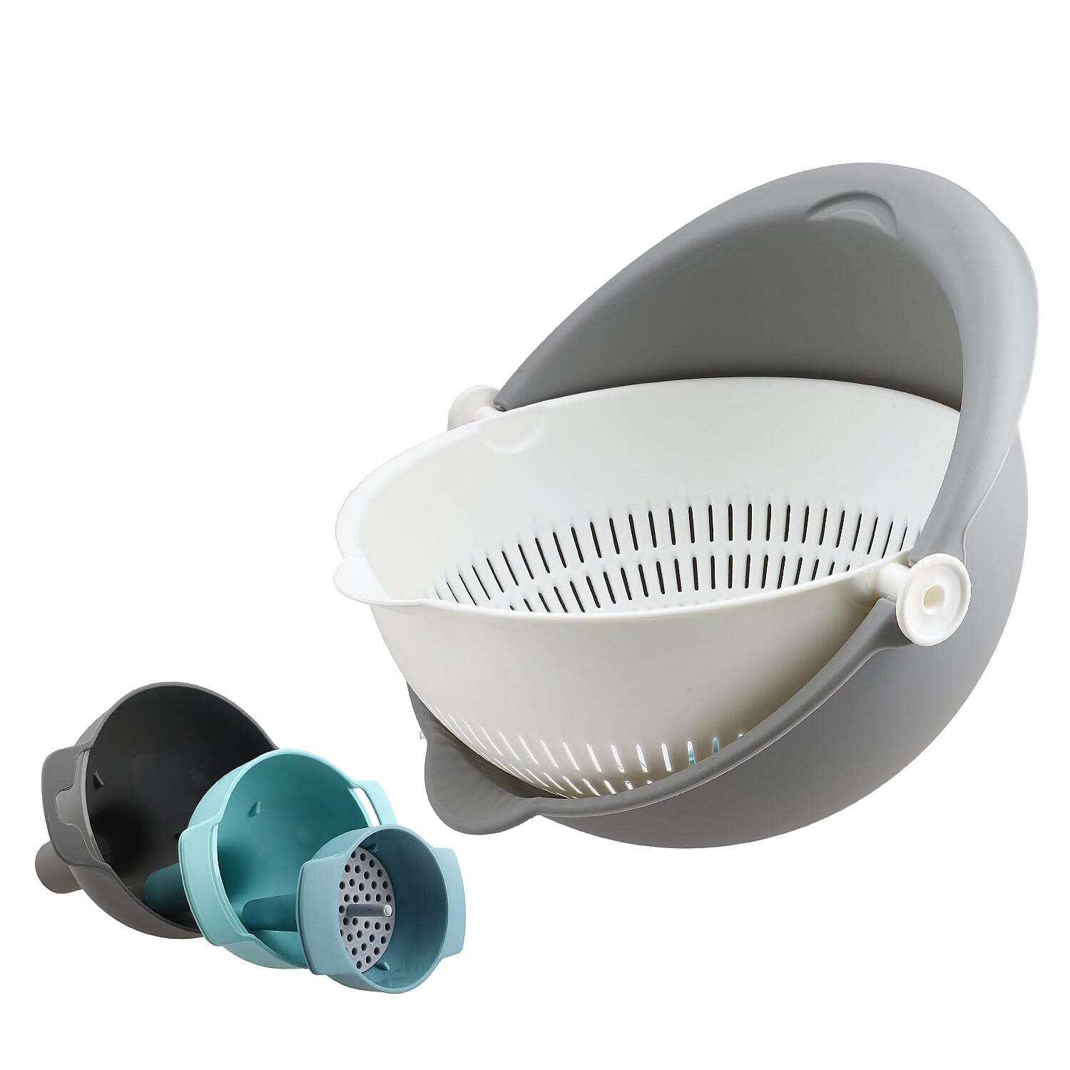 Set of 3 Funnel Double Layer Colander - Grey