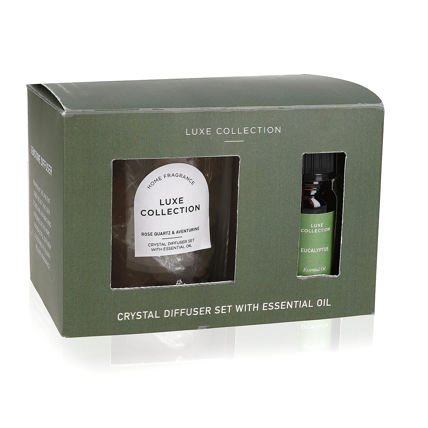 Rose Quartz & Aventurine Crystal Diffuser Set With Essential Oil