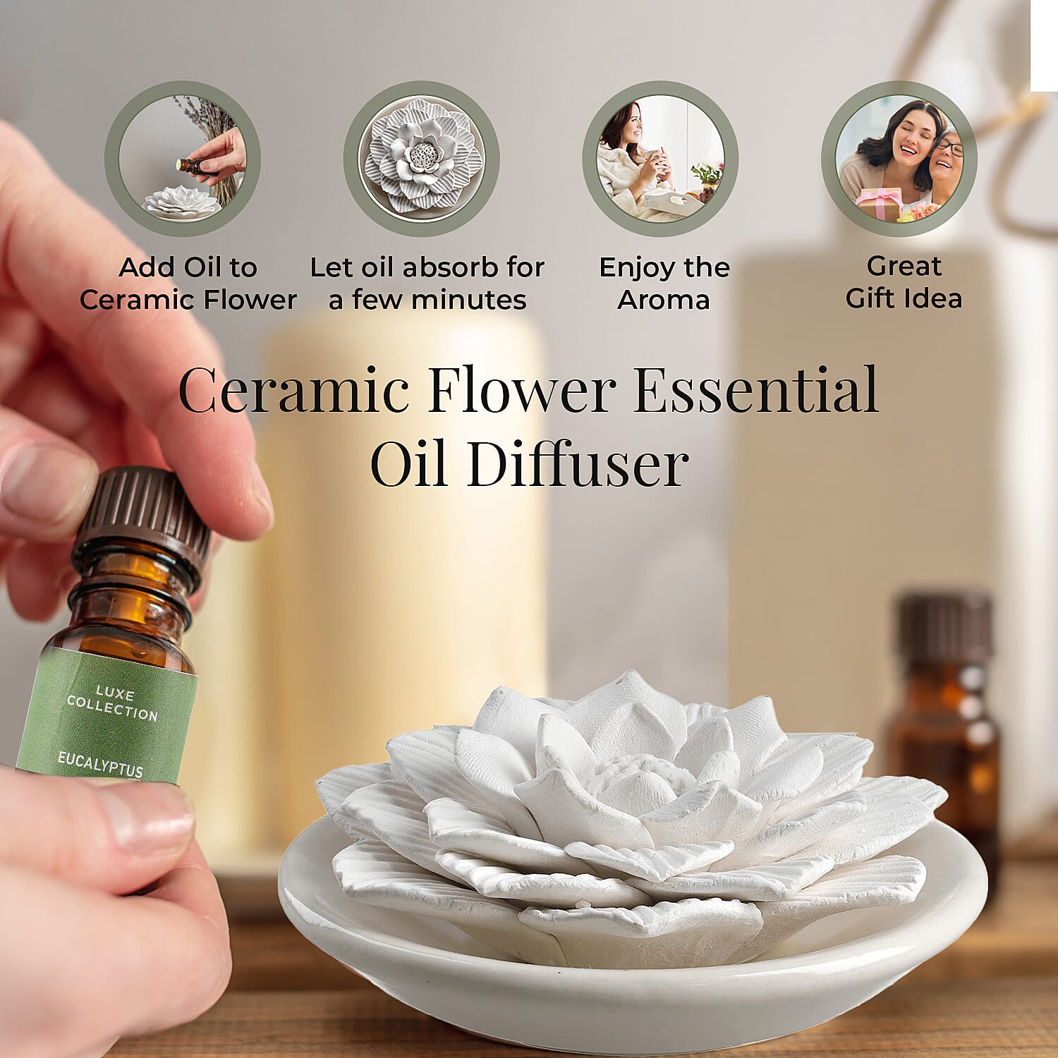 Ceramic Flower Essential Oil Diffuser