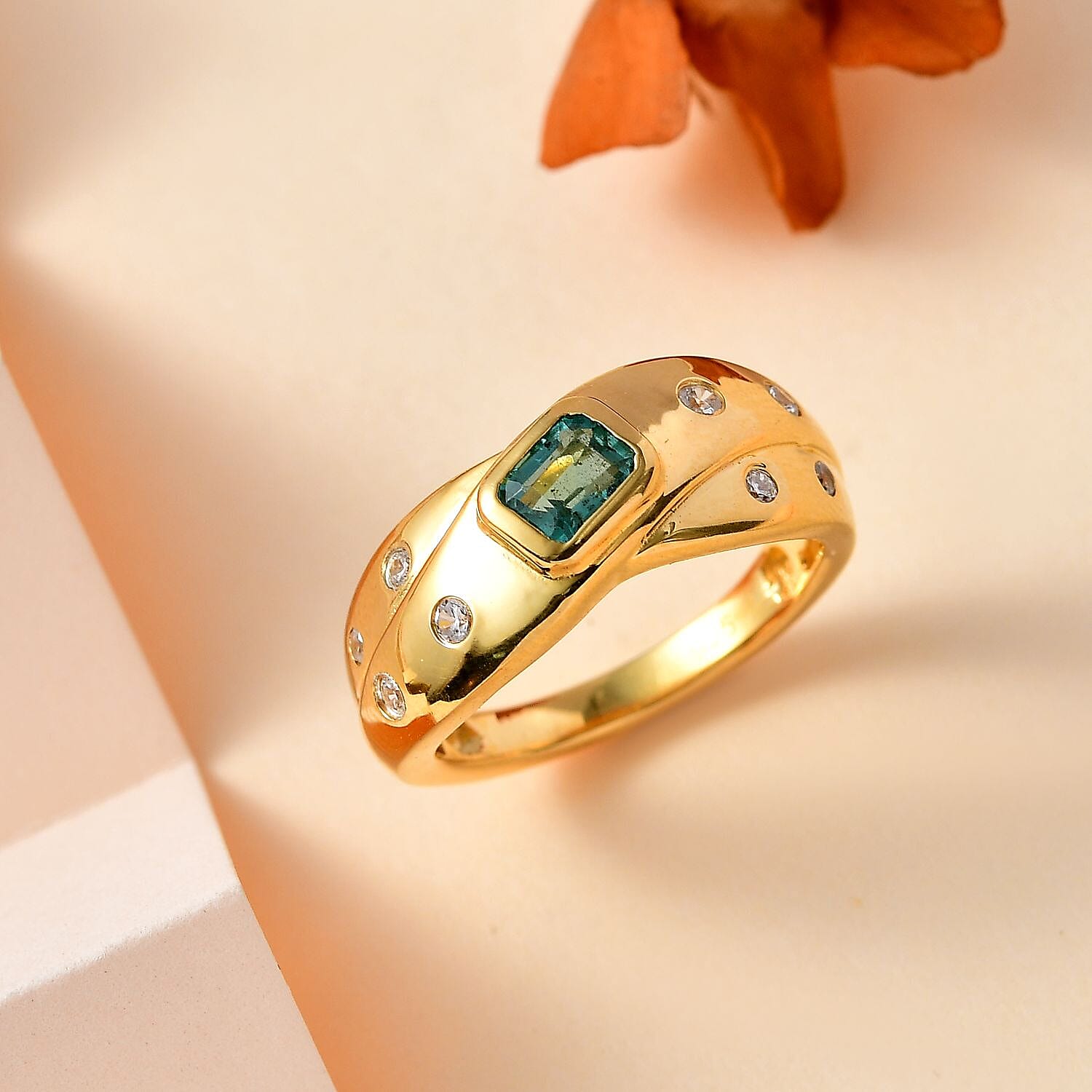 Crescent Ring Silver Band Beaded Bridge Gold Medium - Amy Tamblyn main image 1