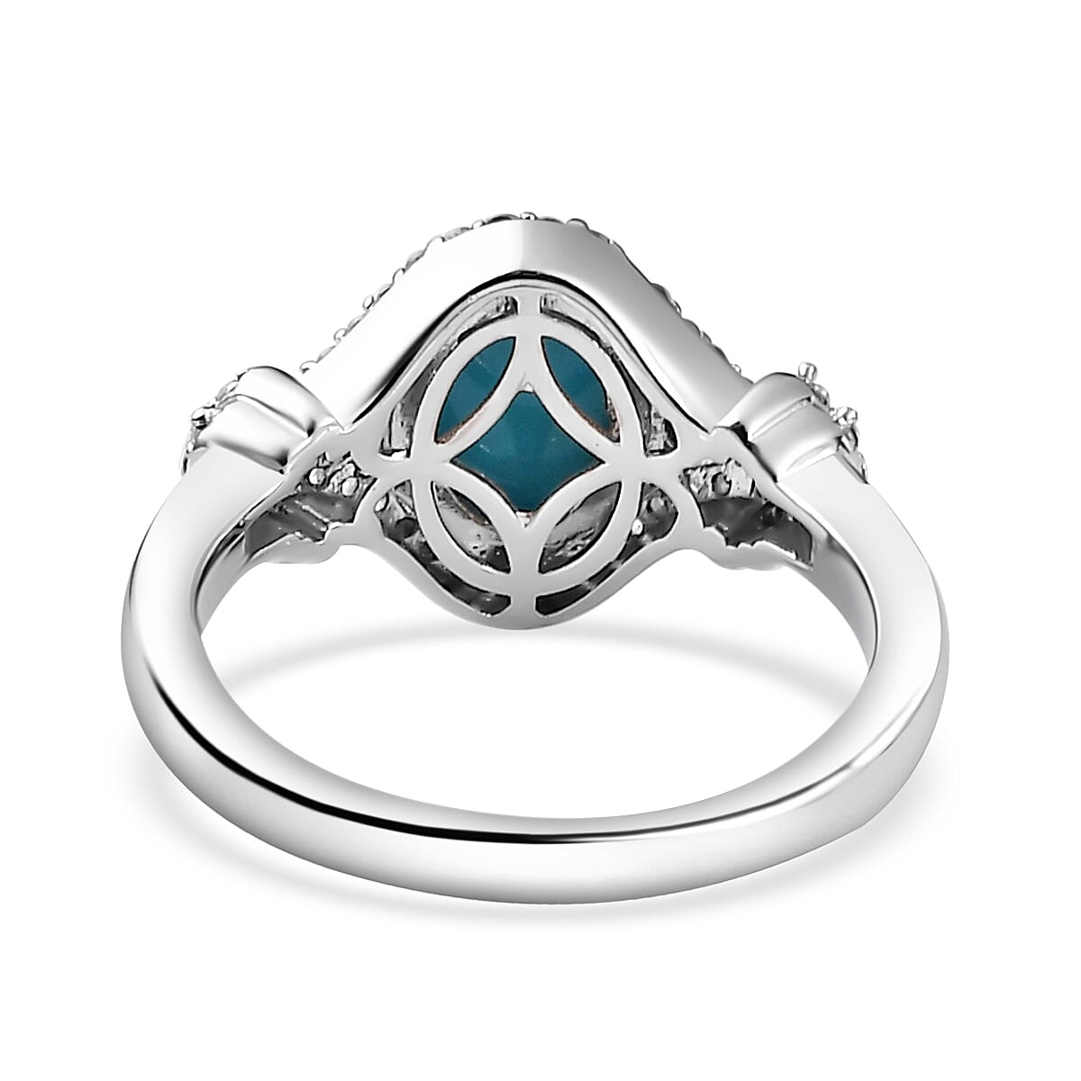 Arizona Sleeping Beauty Turquoise, Natural Zircon & Zambian Emerald Ring in Platinum Overlay Sterling Silver 1.45 Ct Arizona Sleeping Beauty Turquoise, Natural Zircon & Zambian Emerald Ring in Platinum Overlay Sterling Silver 1.45 Ct