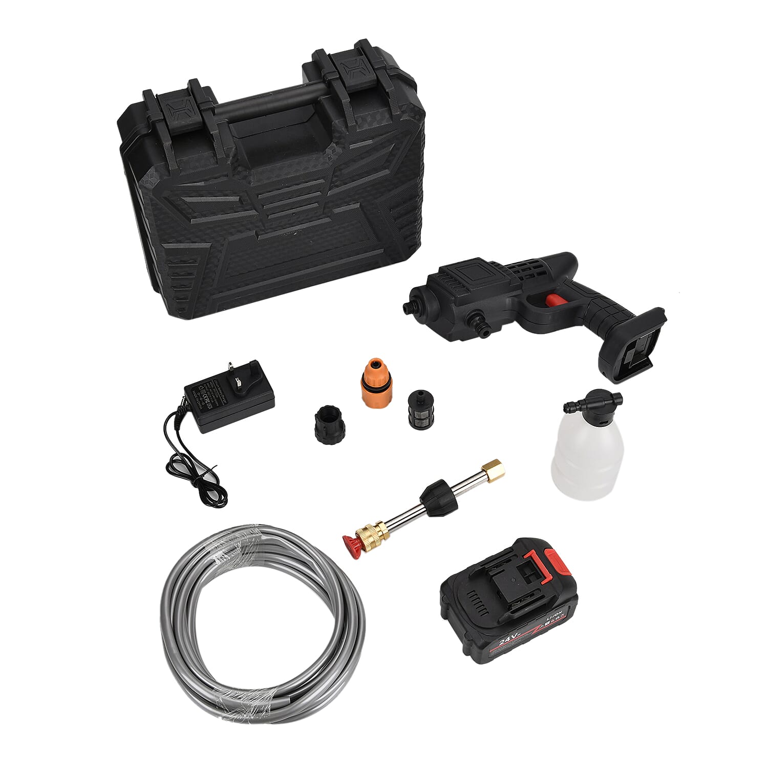 Cordless High Pressure Car Wash Water Gun (Battery Cap. 1200 mah) - Black