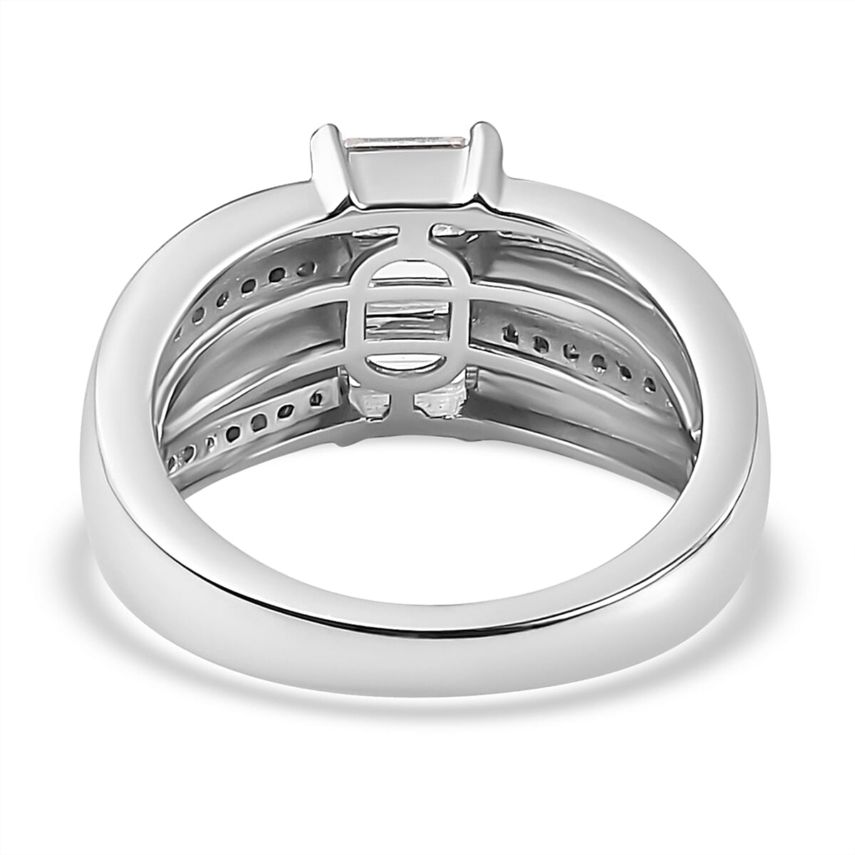 Moissanite Ring in 18K Yellow & Rose Gold Vermeil & Platinum Overlay Sterling Silver 1.15 Ct.