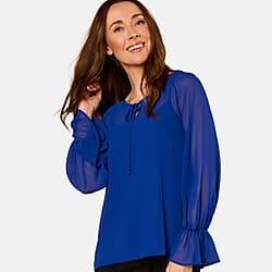 EMRECO 2-in-1 Long Sleeve Sheer Frill Top