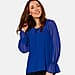 EMRECO 2-in-1 Long Sleeve Sheer Frill Top