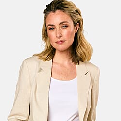 EMRECO Tailored Linen Open Front Blazer