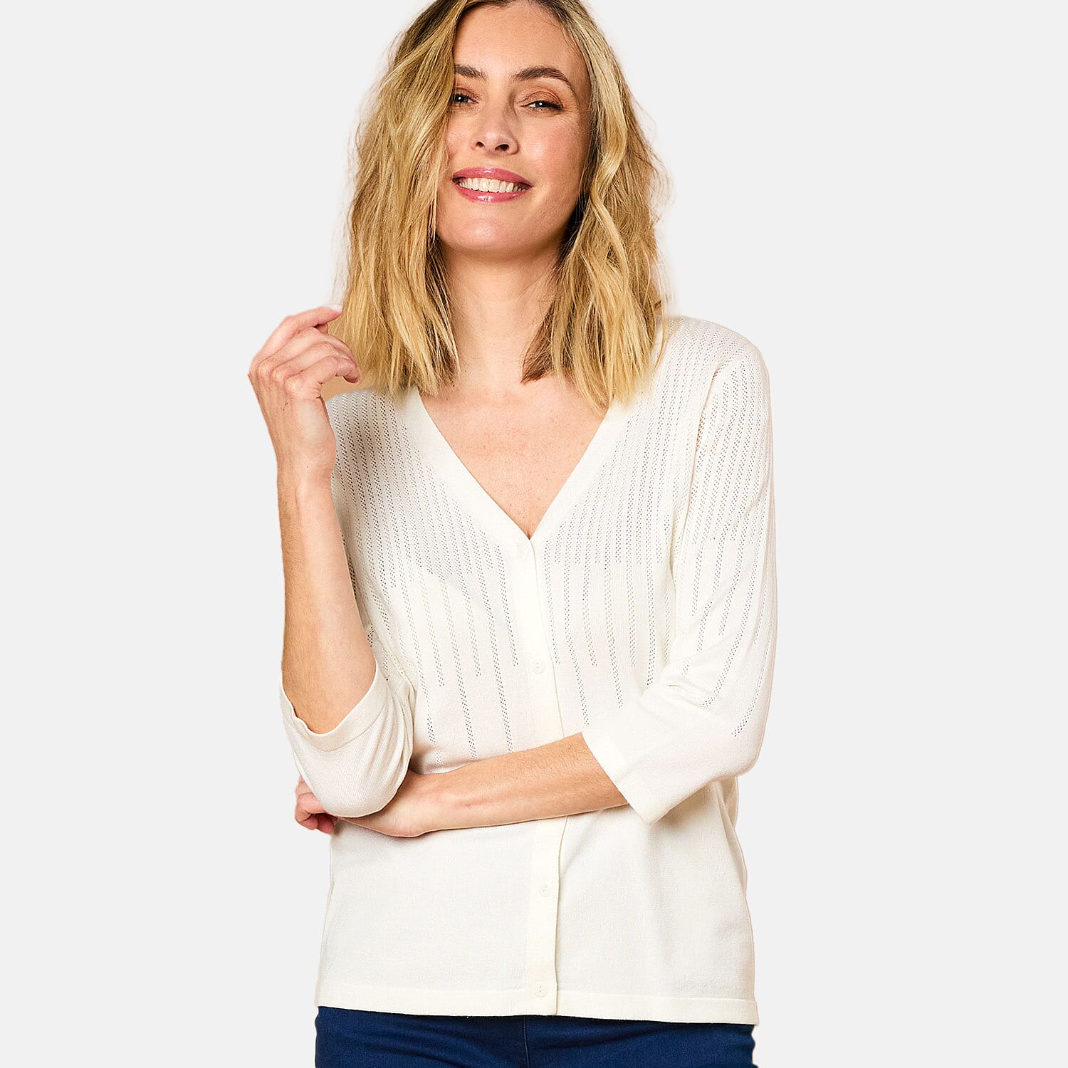 Emreco Viscose Cardigan (Size 1x1 cm) - White